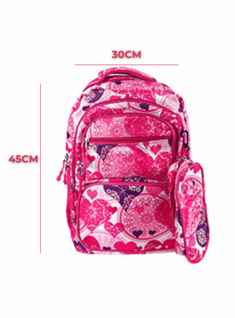  Mochila Con Lonchera Y Estuche 45CM Diseños Variados Niña Hearts-1