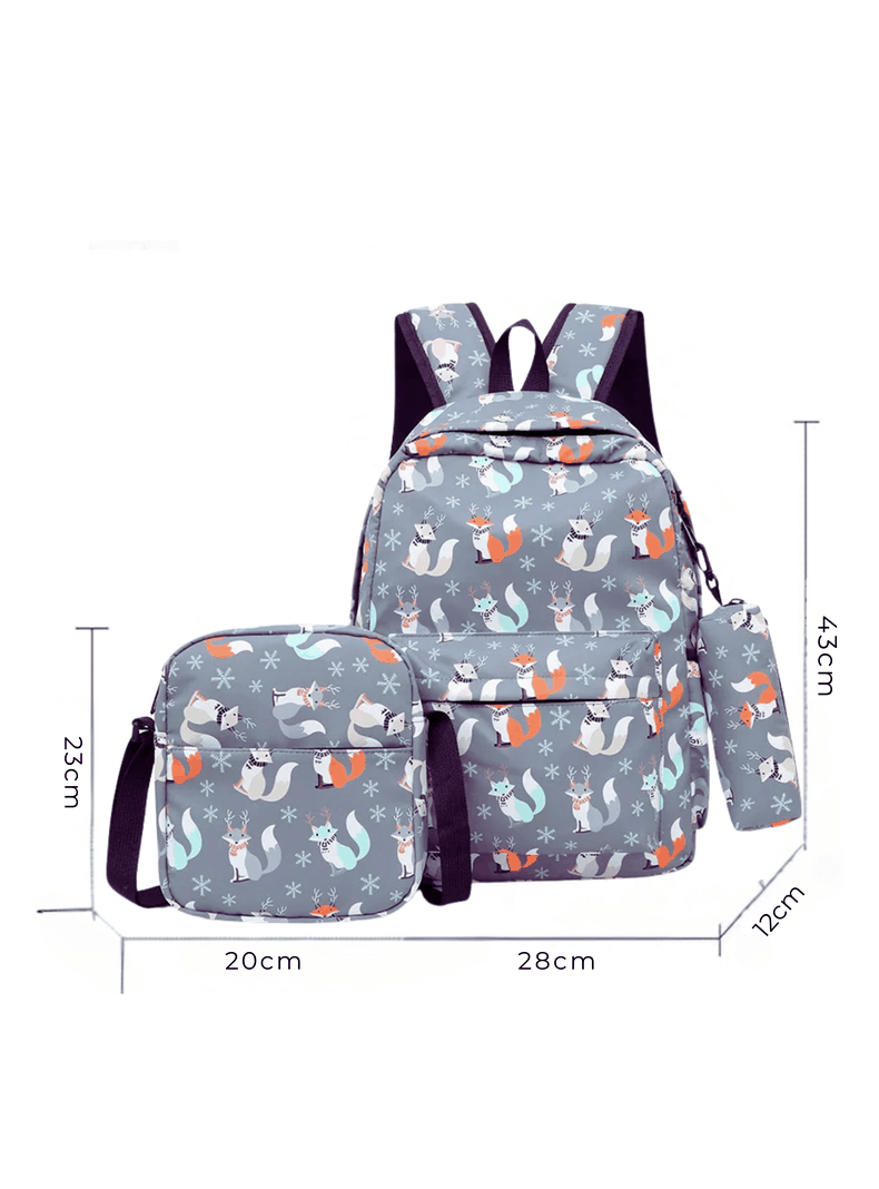 Pack Mochila Lonchera Estuche 43cm Juvenil y Escolar Fox-1