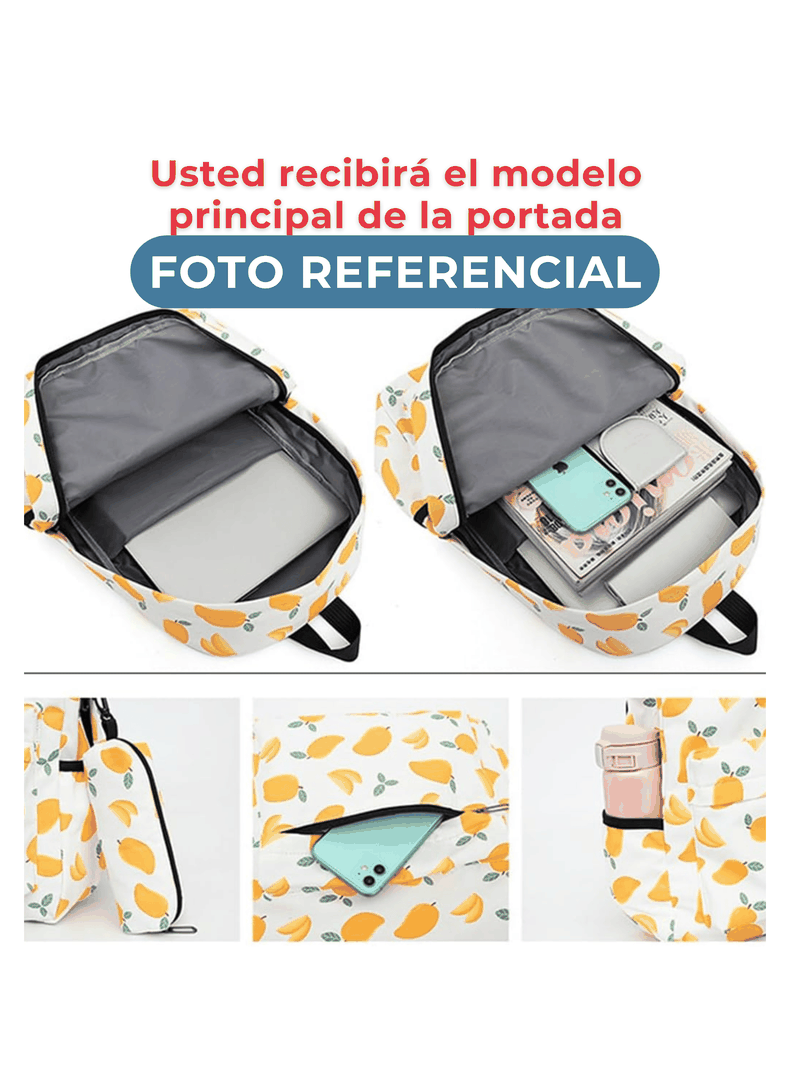 Pack Mochila Lonchera Estuche 43cm Juvenil y Escolar Fox-3