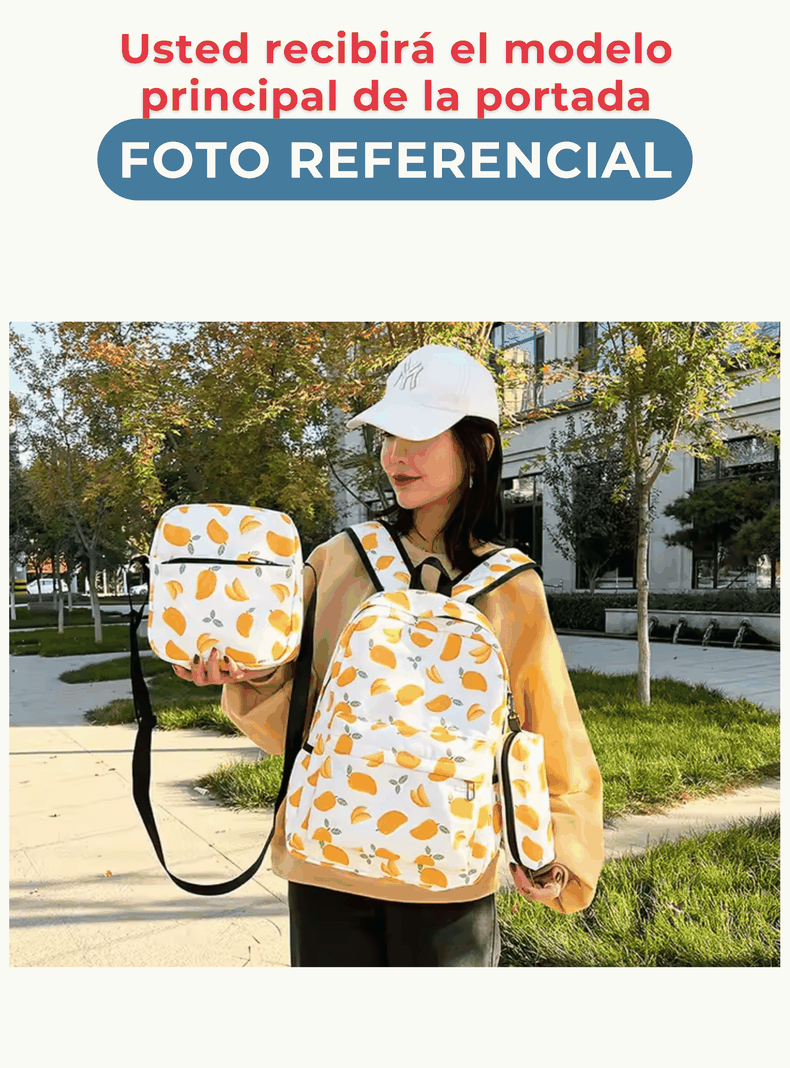 Pack Mochila Lonchera Estuche 43cm Juvenil y Escolar Fox-4