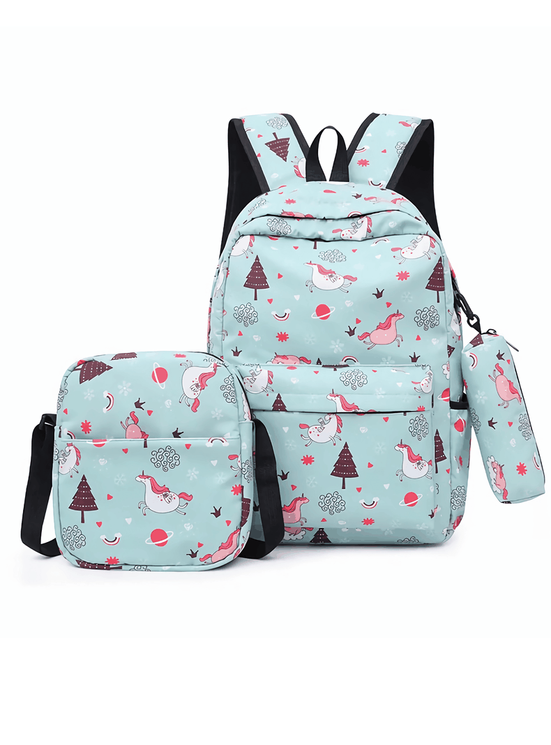 Pack Mochila Lonchera Estuche 43cm Juvenil y Escolar Unicorns-0