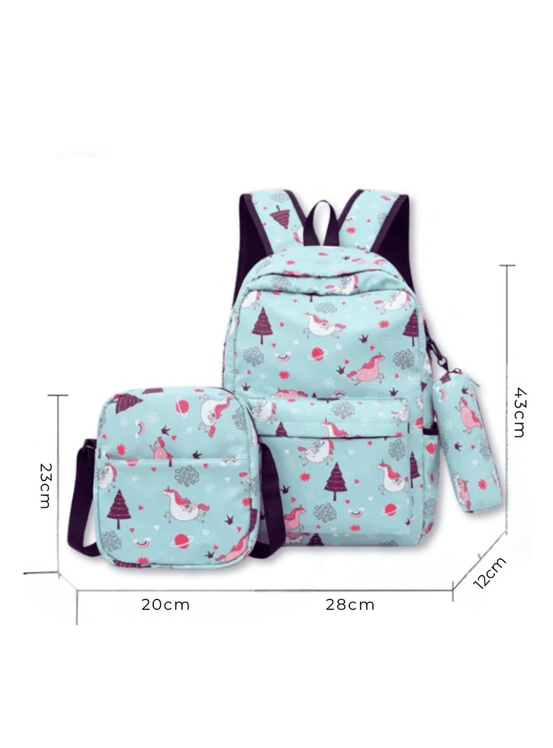 Pack Mochila Lonchera Estuche 43cm Juvenil y Escolar Unicorns-1