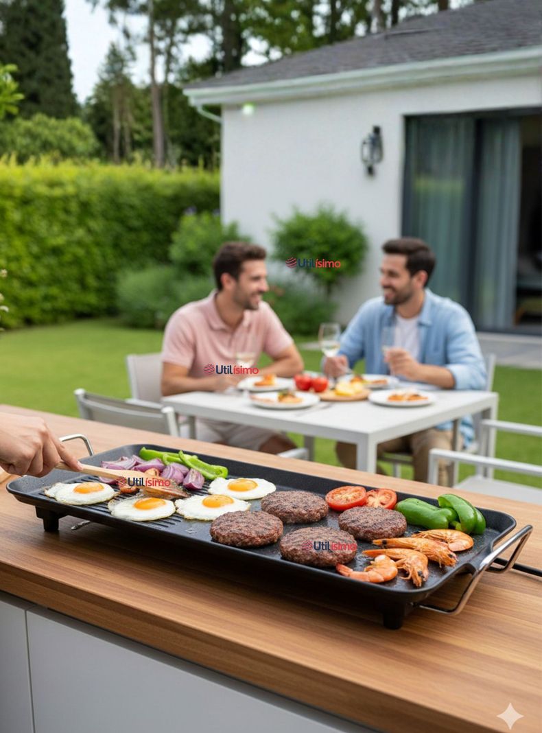 LINE Plancha Parrilla Eléctrica ExtraGrande Antiadherente Churrasquera 1500W de Potencia