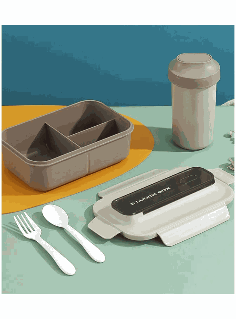 Fiambrera Contenedor 1200 Ml Lunch Box Táper Hermético + Vaso Plástico Beige-0
