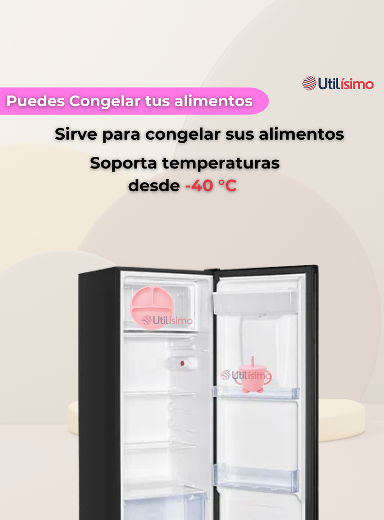 Set De Alimentación Bebé Silicona Con Vaso 5 Piezas Libre BPA Rosa Claro-4