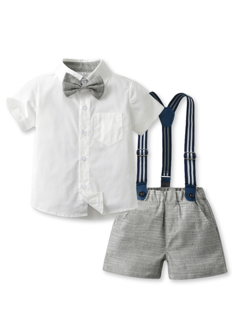 Conjunto de vestir con corbatín y pantalón corto Niño 6 Meses a 2 años Gris Perla-0