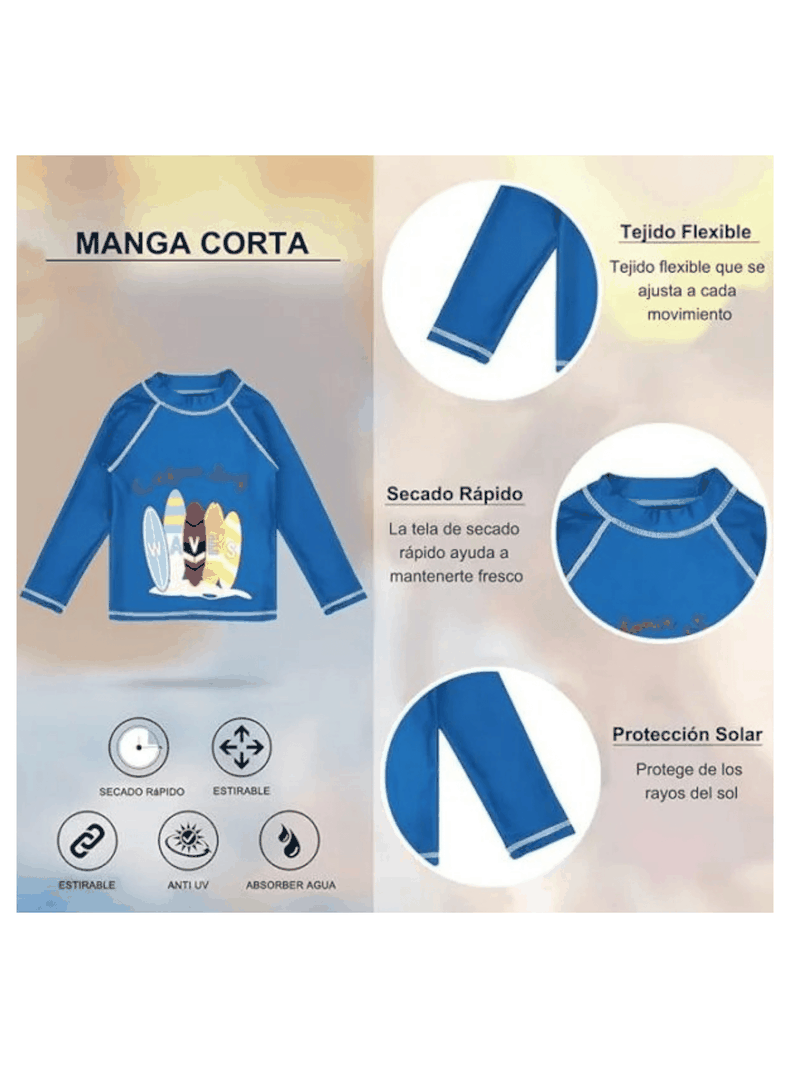Traje De Baño Manga Larga Niño Jump Kids California Surf-1