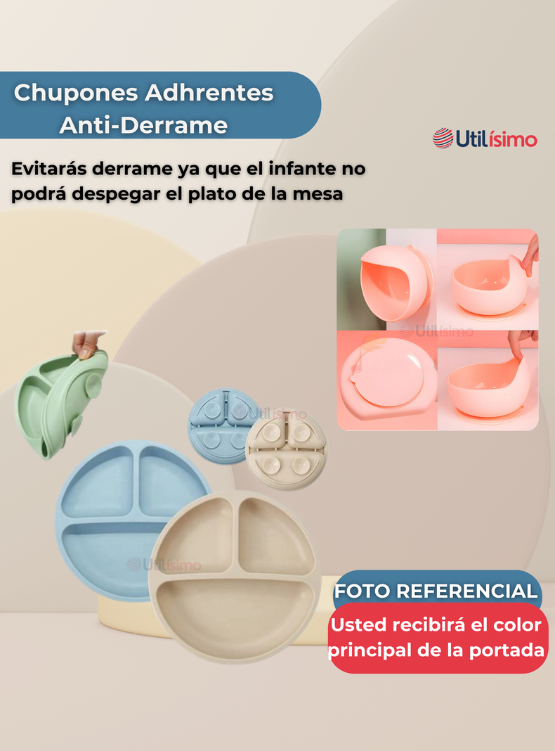 Set De Alimentación Bebé Silicona Con Vaso 5 Piezas Libre BPA Azul-7