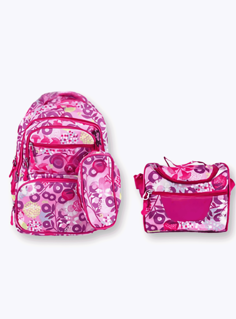 Mochila Con Lonchera Y Estuche 45CM Diseños Variados Niña Flowers-0