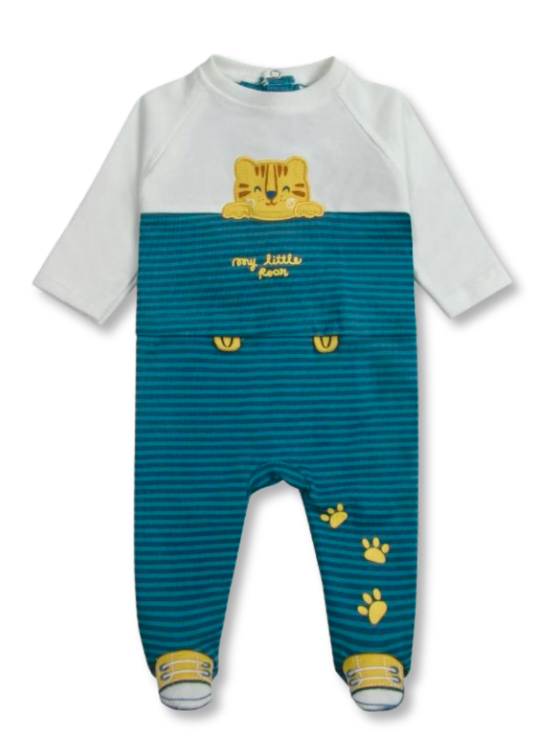 Enterito Pijama Bebé 0 a 6 Meses Algodón Niño Gato rayado-0