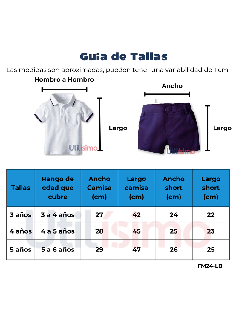 Conjunto de Niño Polera Piqué y Pantalón Corto Casual 3 a 6 años Navy Blue-2