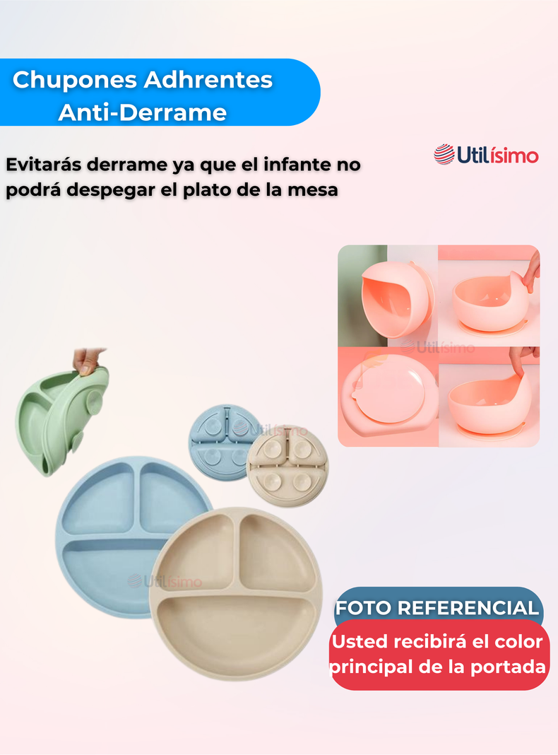 Set De Alimentación Bebé Silicona Con Vaso 11 Piezas Libre BPA Azul-7