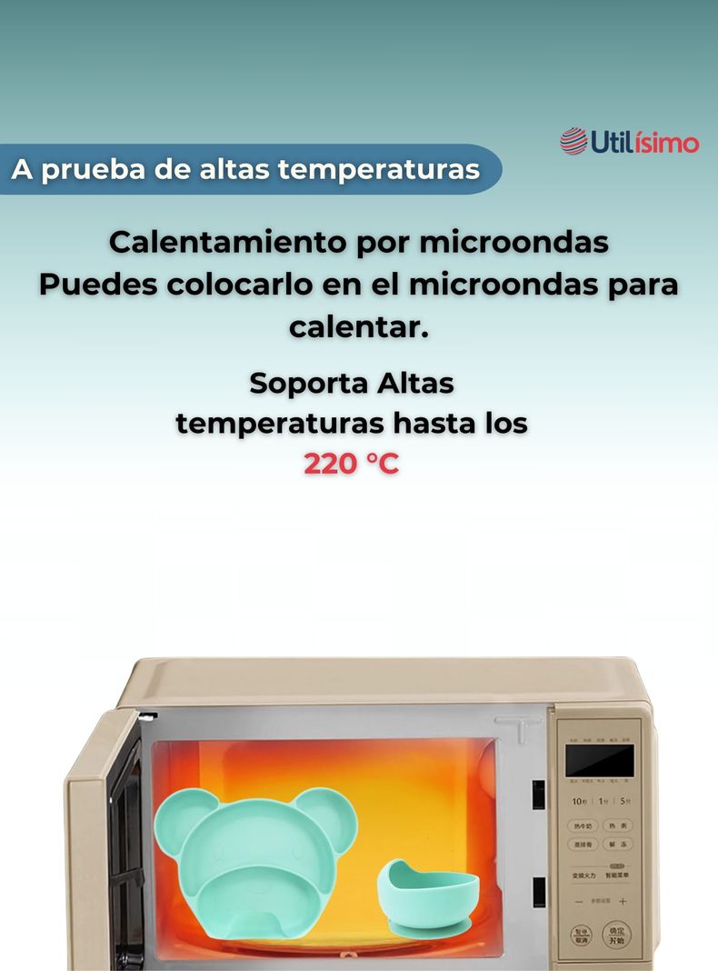 Set De Alimentación Bebé Silicona 6 Piezas Libre BPA Turquesa-3