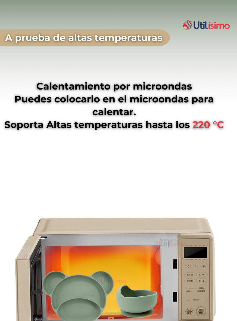 Set De Alimentación Bebé Silicona 6 Piezas Libre BPA Verde-3