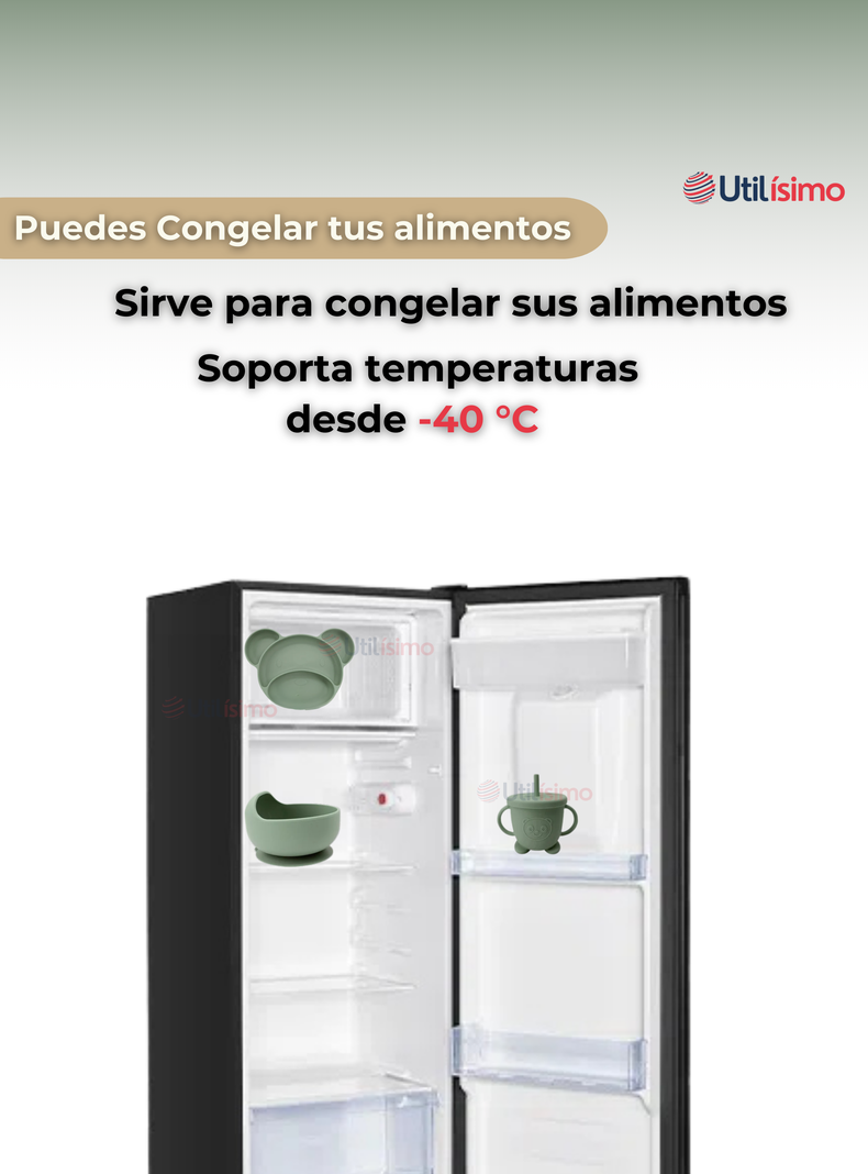 Set De Alimentación Bebé Silicona 6 Piezas Libre BPA Verde-4