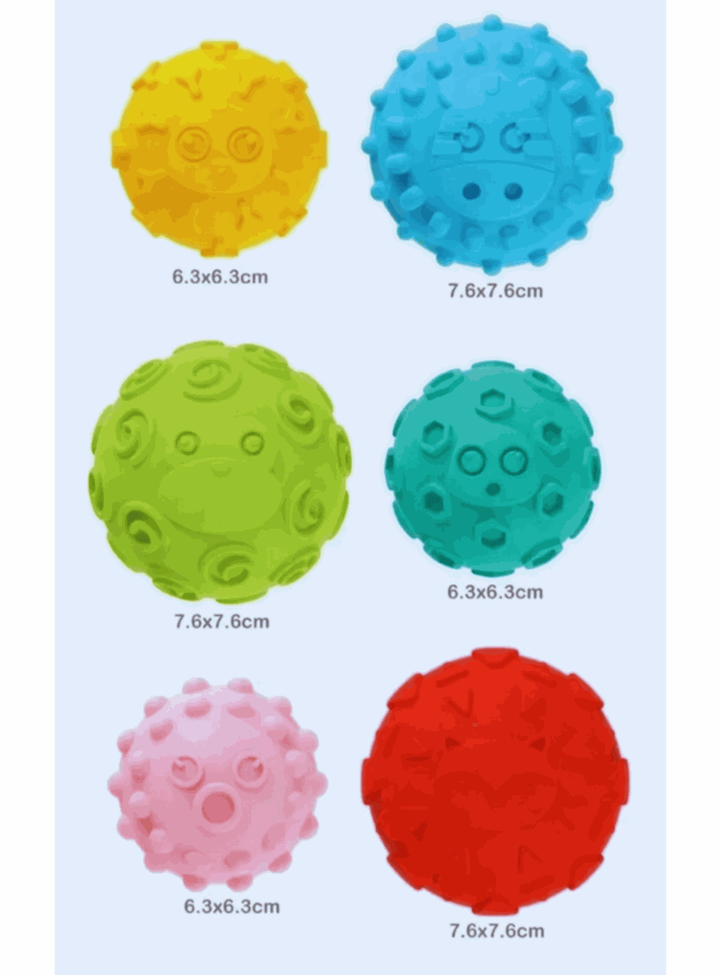 Set 6 Pelotas Sensoriales Para Bebes Estimulantes Colores Surtidos-2