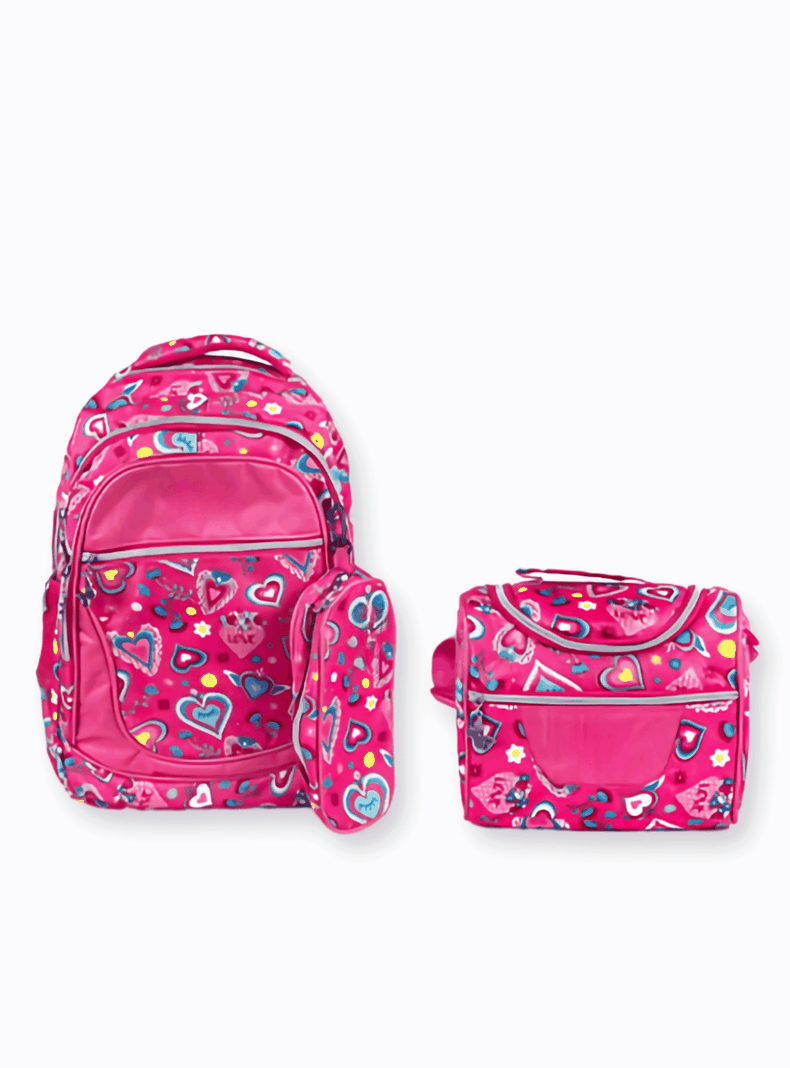 Mochila Con Lonchera Y Estuche 45CM Niña Intense Pink Hearts-0