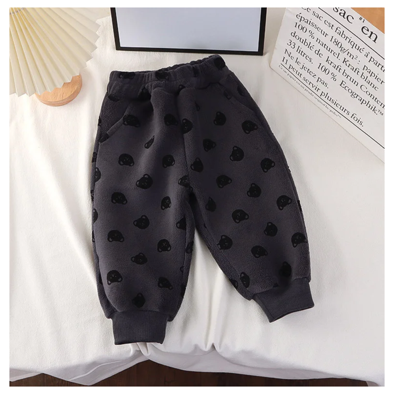 Pantalón Estampado Polar Termico Niño Negro Jump Kids-1