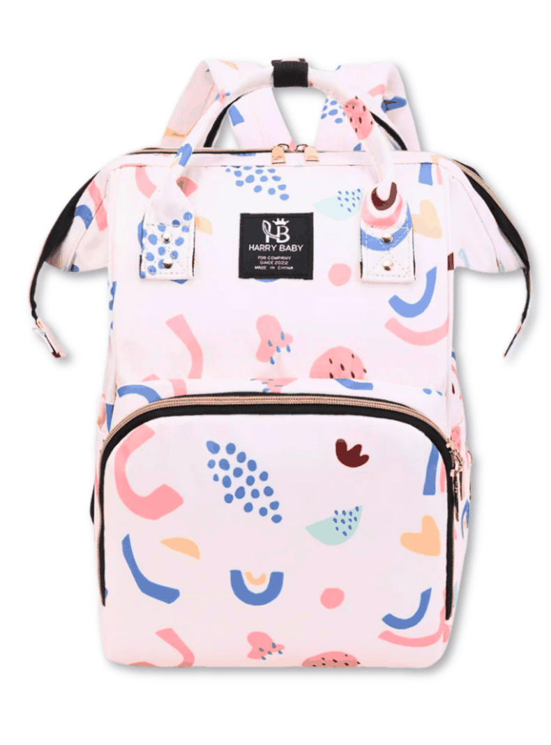 Mochila Maternal Oxford Bolso Pañalera Infantil Térmica e Impermeable White Pink-0