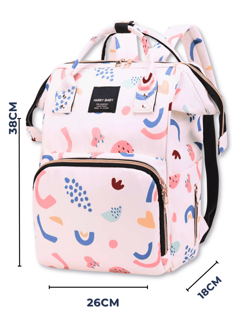 Mochila Maternal Oxford Bolso Pañalera Infantil Térmica e Impermeable White Pink-1
