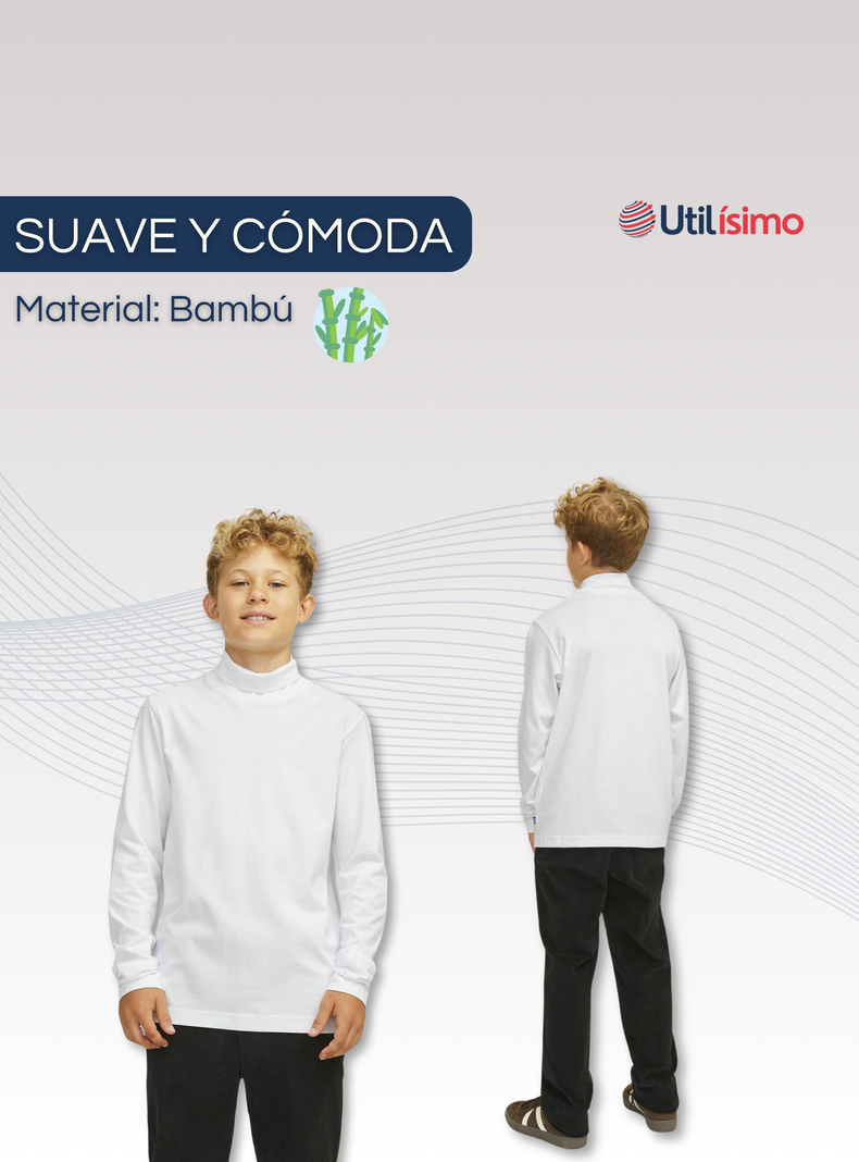 Pack 6 Camisetas Polera Beatle Bambú Primera Capa Niño Cuello Alto Surtido-3