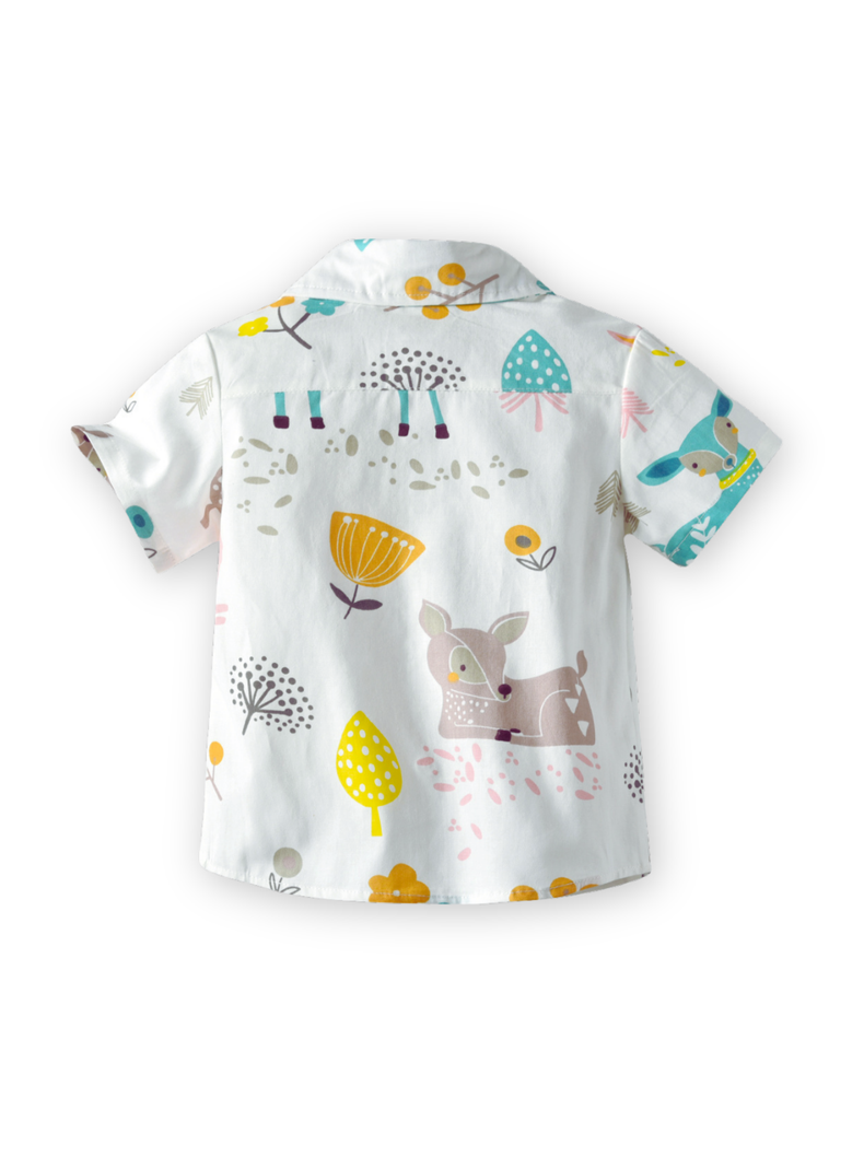 Conjunto de Vestir Niño Camisa con Estampado y Pantalón corto 9 meses a 4 años Animal Cartoon-3