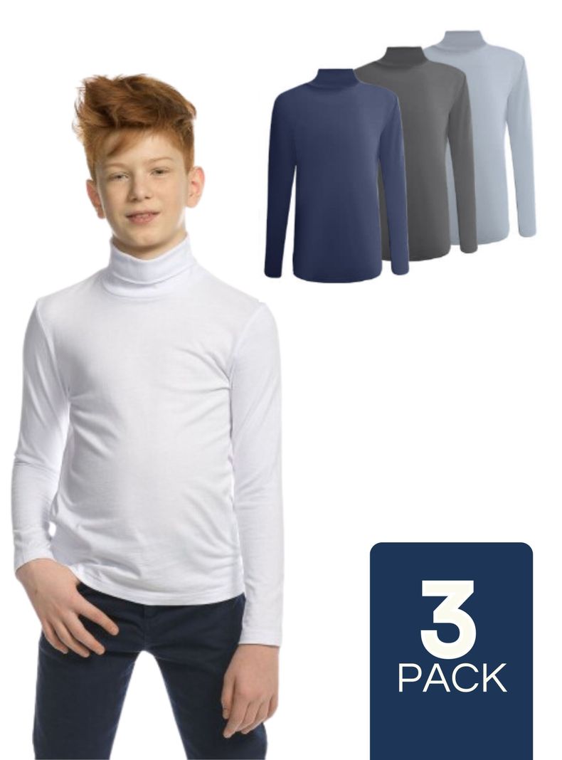 Pack 3 Camisetas Polera Beatle Polar Niño Primera Capa Surtido Cuello Alto-0
