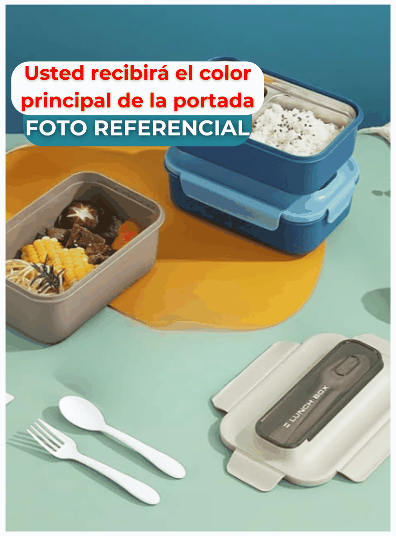 Fiambrera Contenedor 800 ml Térmico 2 Divisiones Táper Hermético Acero Inox Beige-2