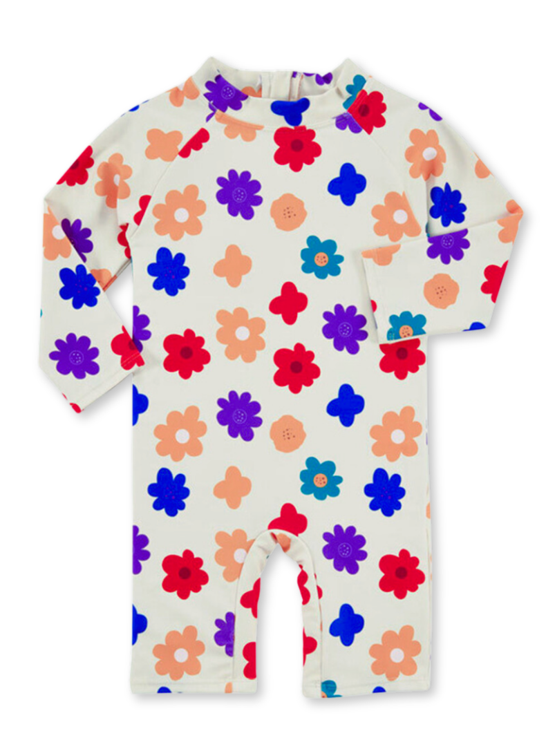 Traje de Baño Enterito Manga Larga Niña Jump Kids Floreado-0