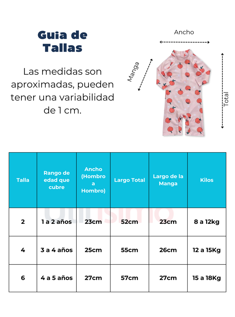 Traje de Baño Enterito Manga Larga Niña Jump Kids Floreado-2