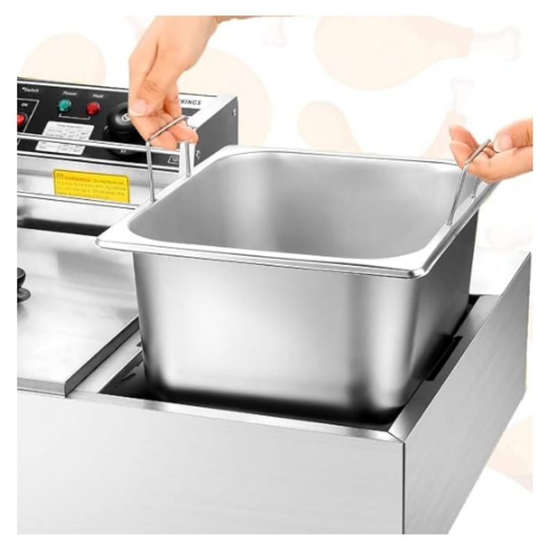 Freidora Eléctrica 12L Acero Inox 5500w Potente 2 Puestos-4