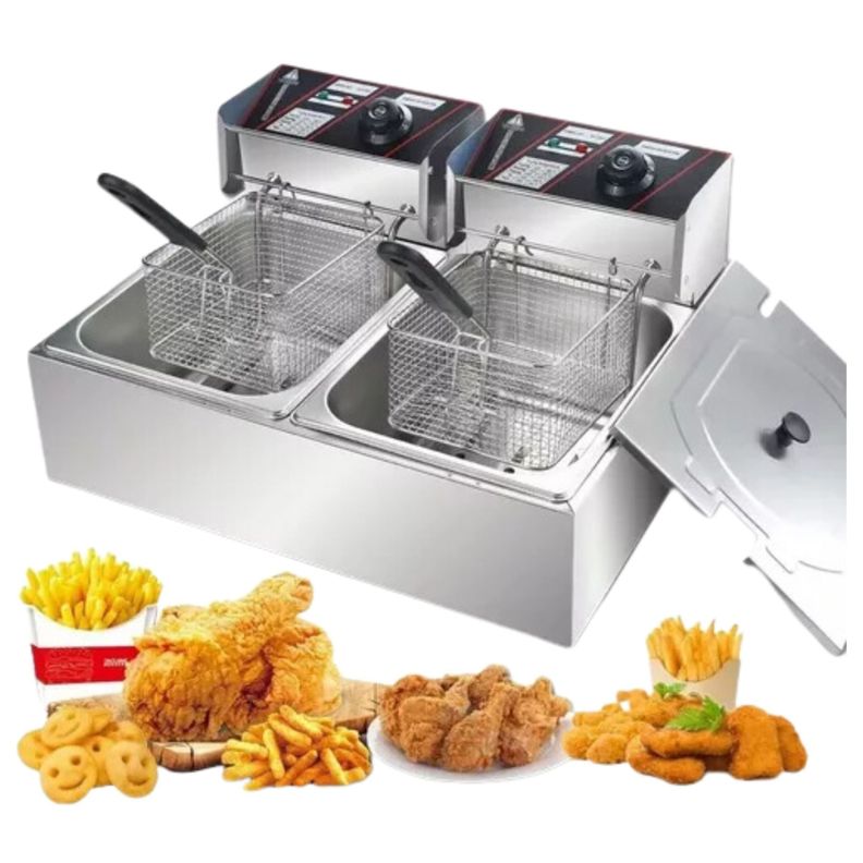 Freidora Eléctrica 12L Acero Inox 5500w Potente 2 Puestos-6
