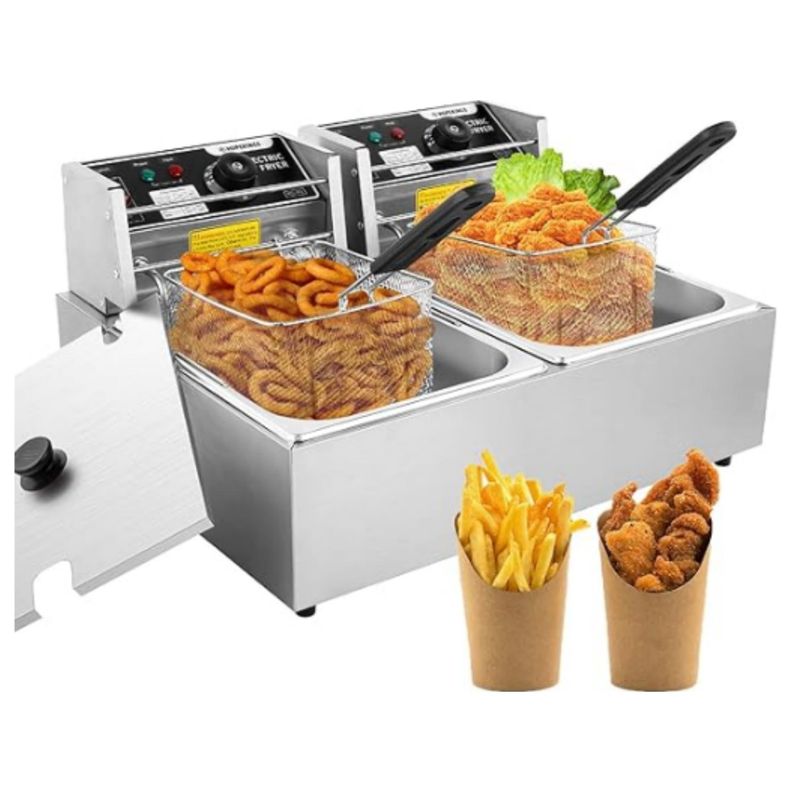 Freidora Eléctrica 12L Acero Inox 5500w Potente 2 Puestos-7