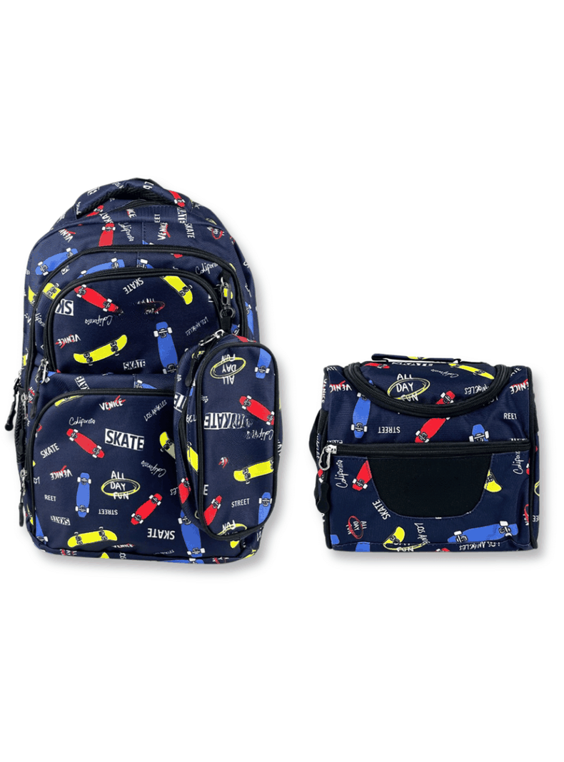 Mochila Con Lonchera Y Estuche 45CM Niño Skateboards-0