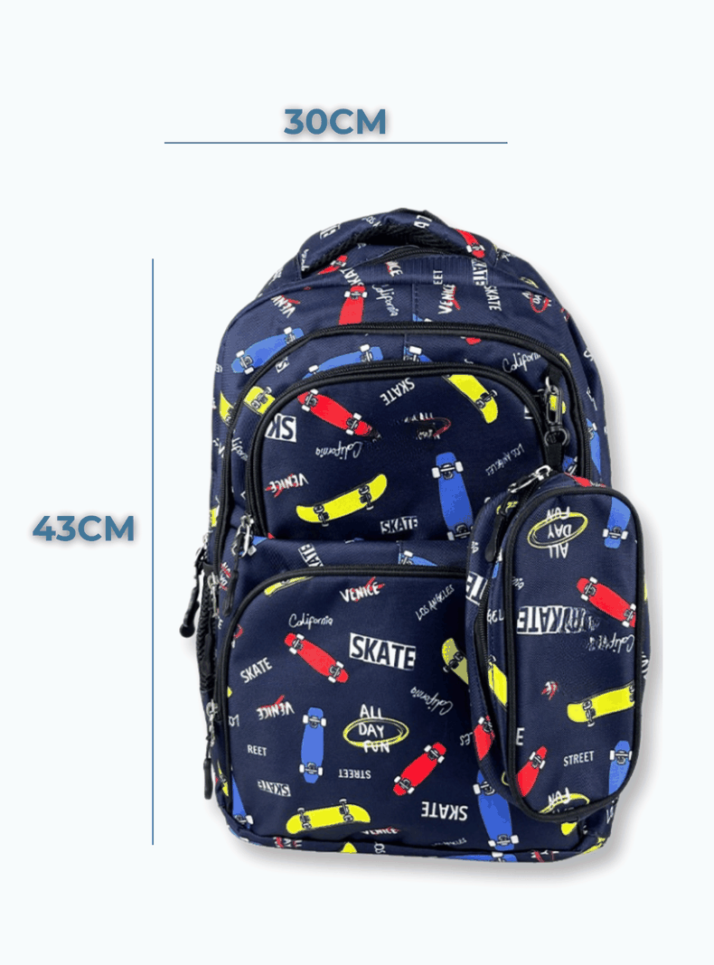 Mochila Con Lonchera Y Estuche 45CM Niño Skateboards-1