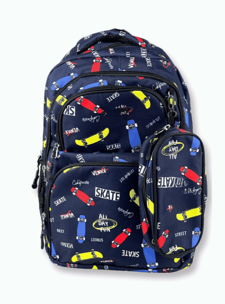 Mochila Con Lonchera Y Estuche 45CM Niño Skateboards-3