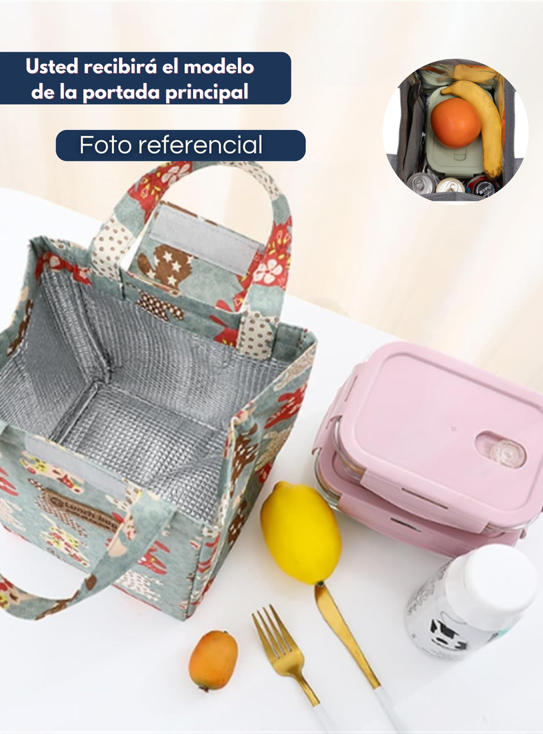 Lonchera Térmica Estampada Bolsa de Mano para Picnic Portátil Turquoise Flamingo-5