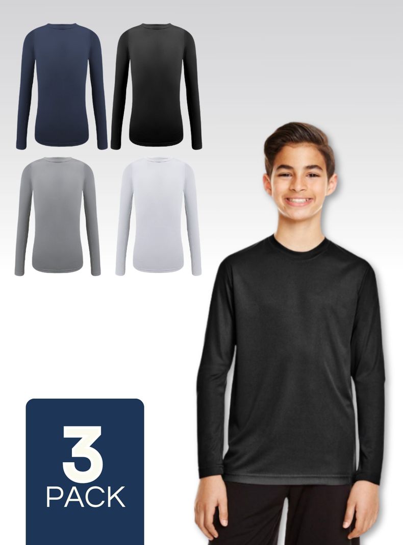 Pack 3 Camisetas Bambú Primera Capa Polera Niño Cuello Redondo Surtido-0