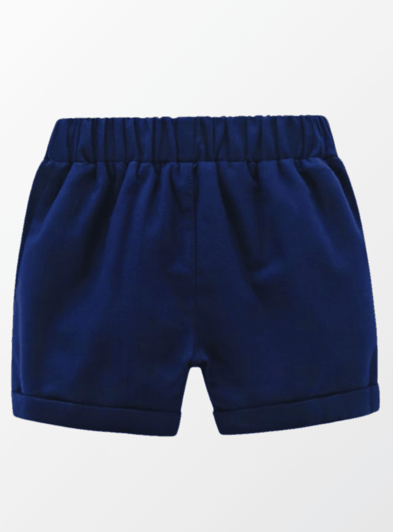 Conjunto de Vestir Niño Bebe Body Estilo Camisa y Pantalón Corto 6 a 24 Meses Rayas azules-4