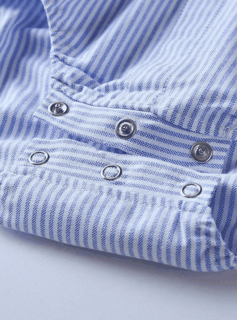 Conjunto de Vestir Niño Bebe Body Estilo Camisa y Pantalón Corto 6 a 24 Meses Rayas azules-6