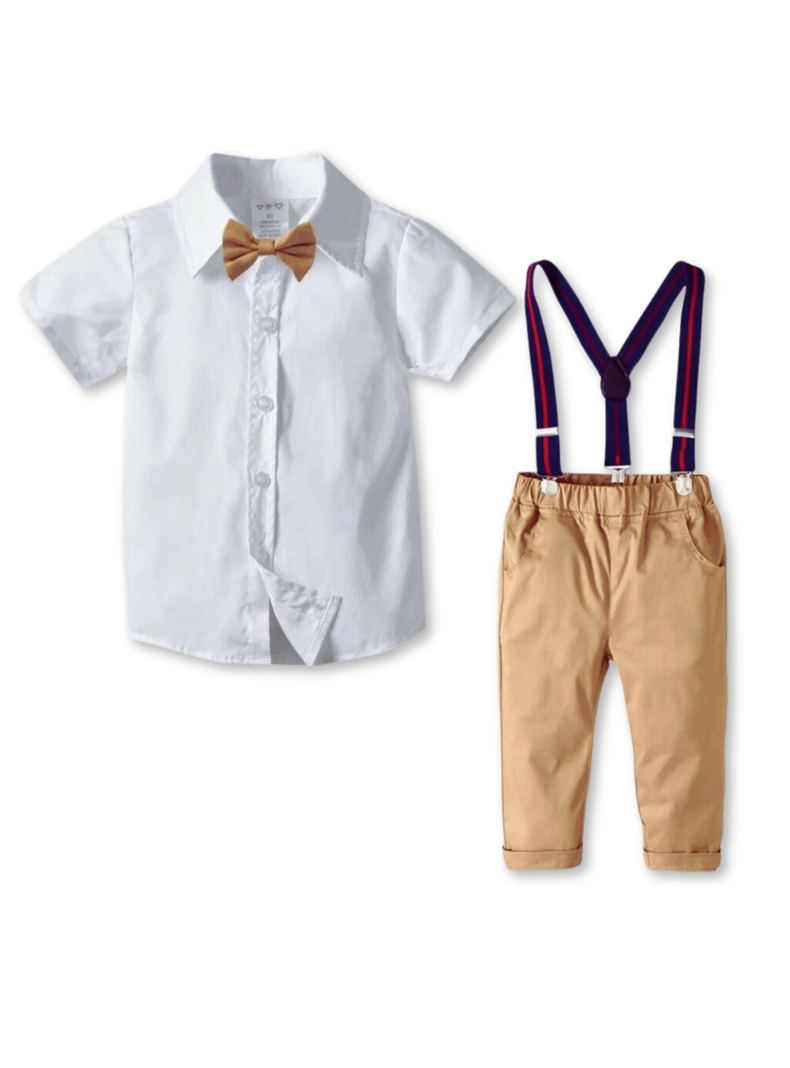 Conjunto de Vestir con Pantalón y Tirantes Bebé Niño 6 a 18 meses Beige-0