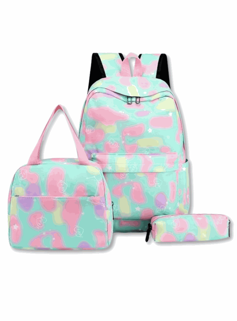 Pack Mochila Lonchera Estuche 43cm Juvenil y Escolar Aqua Green-0