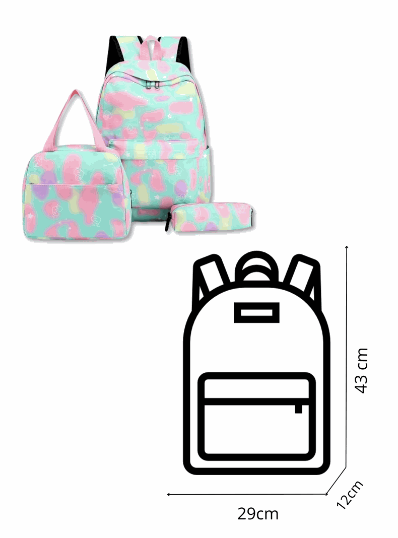 Pack Mochila Lonchera Estuche 43cm Juvenil y Escolar Aqua Green-1
