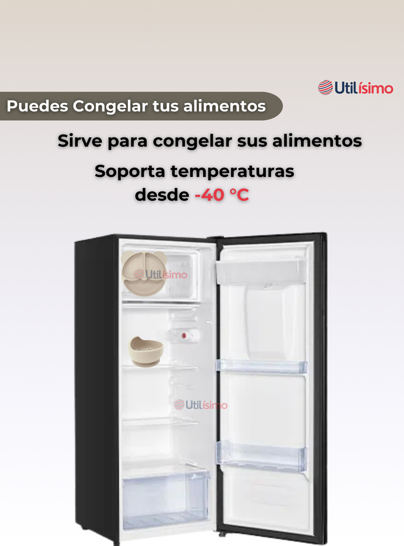 Set De Alimentación Bebé Silicona De Oso 6 Piezas Libre BPA Beige-4