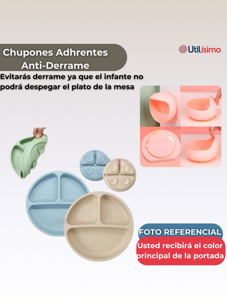 Set De Alimentación Bebé Silicona De Oso 6 Piezas Libre BPA Beige-7