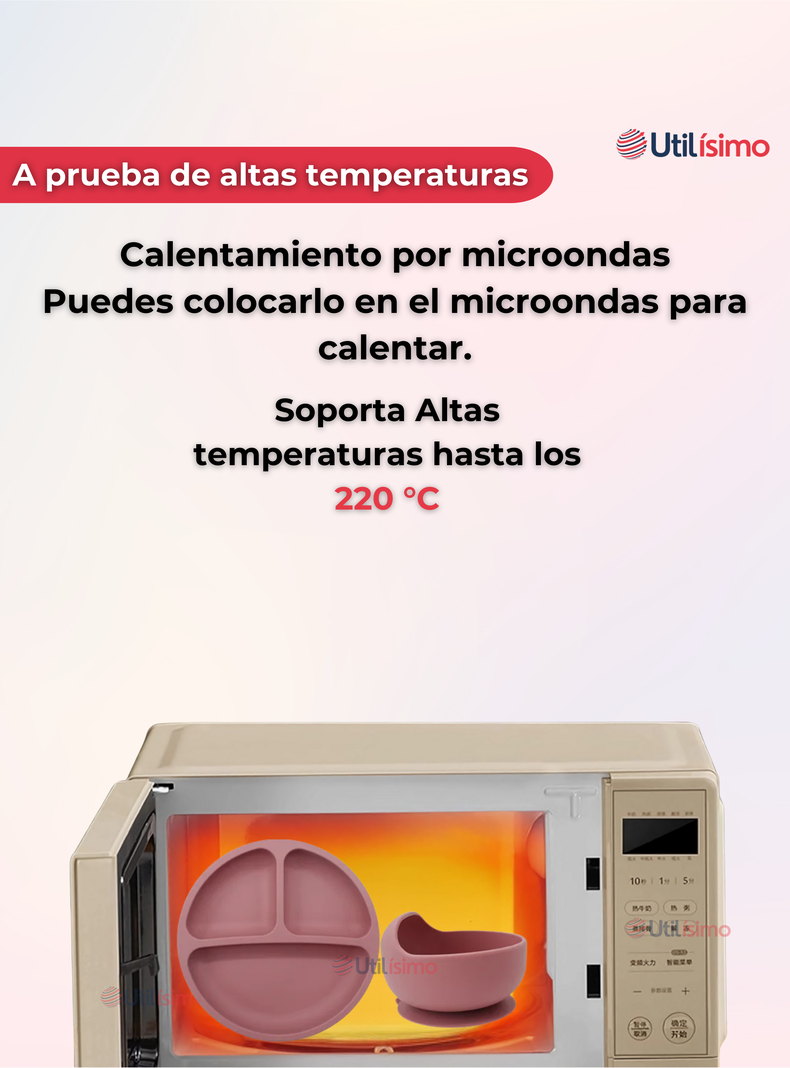 Set De Alimentación Bebé Silicona Con Vaso 11 Piezas Libre BPA Rosa Oscuro-4