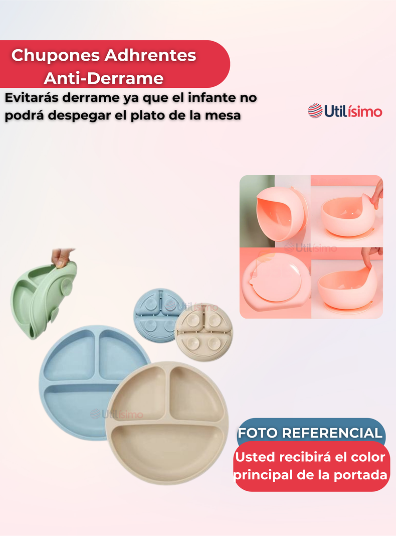 Set De Alimentación Bebé Silicona Con Vaso 11 Piezas Libre BPA Rosa Oscuro-7