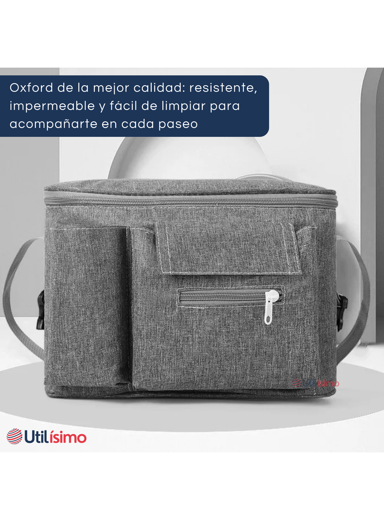 Bolso Maternal Mochila Para Coche Pañalera Bebé Mamá Gris-5