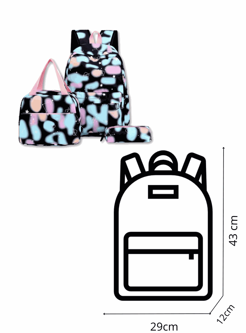 Pack Mochila Lonchera Estuche 43cm Juvenil y Escolar Light Blue-1