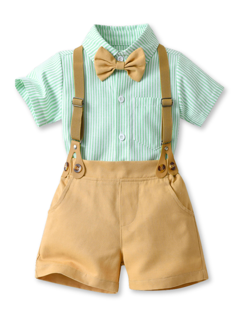 Conjunto de vestir con corbatin y pantalon corto de 6 meses a 6 anos